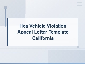 California Hoa Vehicle Violation Appeal Letter Template